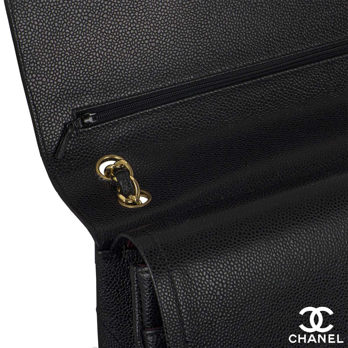 Chanel Classic flap Jumbo Handbag in black Caviar leather | Rich Diamonds